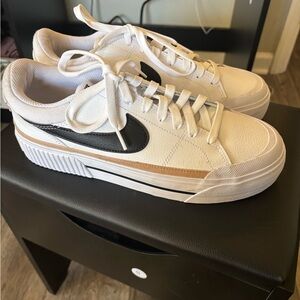 Nike White and Black Platform Sneakers
